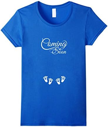 Women's Cute Twins Baby Footprints - Pregnant Mom to Be Shirt Medium Royal Blue