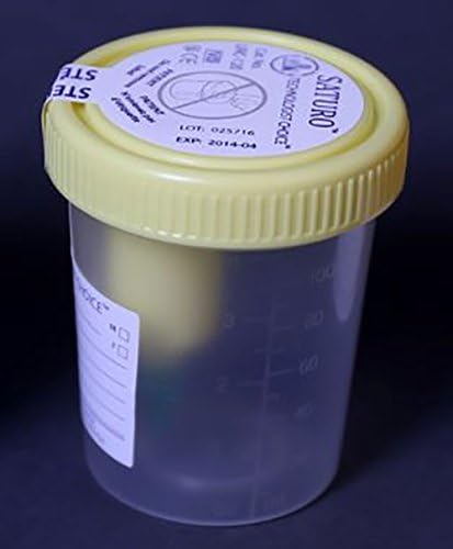120 mL Labelled Urine Beaker with Integrated Transfer Device, Yellow Lid, CE