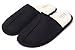 KushyShoo Mens Slippers, Scuff Fluff House Shoes, Slip-On Indoor Outdoor Slipper, Black, Size 9.5-10.5