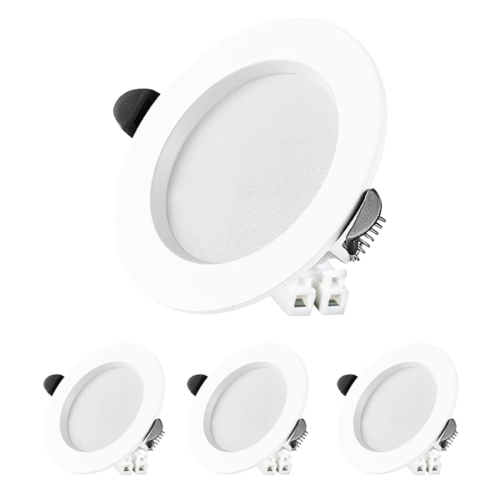 FTL Led Downlights Ceiling, IP44 Recessed Ceiling Lights, Warm White 3000K, 7W (50W Equivalent), 450LM, LED Spotlights for Bathroom, Kitchen, Living Room 4-Pack