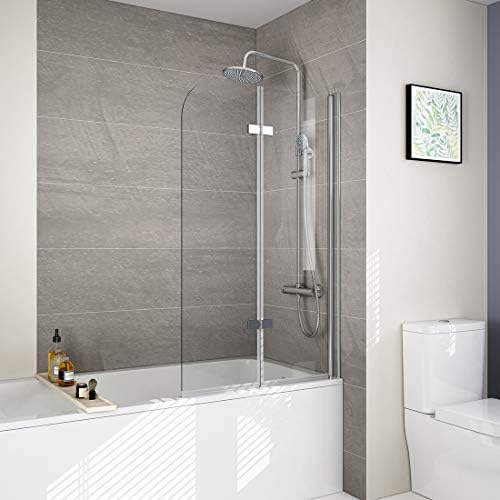 1000 x 1400 mm 180° Pivot Folding Panel Over Bath Shower Screen | 6mm Tempered Easy Clean Glass 180 Degree Bath Shower Screen Pivot Folding Reversible Door Panel