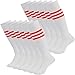 Fasoar Men's Women's Unisex Soft Fancy Design Multi Colorful Patterned Knee High Boot Socks 12 Pack White Red Stripe 12 Pairs White Red Stripe One Size
