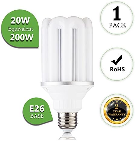 (1-Pack)20W LED Corn Light Bulb for Indoor Outdoor Large Area - E26 2200Lm 4000K Natural White,for Street Lamp Post Lighting Garage Factory Warehouse High Bay Barn Porch Backyard Garden Super Bright
