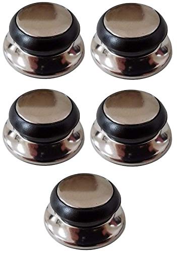 Horizon Cookware 6099 Universal Kitchen Replacement Pot Lid Cover Knob Handle - Black/Silver (5 Pack)