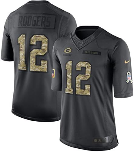 Green Bay - Packers 12 Aaron - Rodgers Anthracite 2016 Salute to Service Jersey Medium