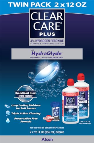 CLEAR CARE PLUS CLEANING SOLUTION WITH LENS CASE, TWIN PACK, MULTI, 12 OZ, PACK OF 2