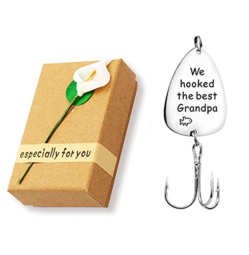 Uloveido Stainless Steel Treble Fishhooks Fishing Circle Hooks with Gift Box for Men Husband Dad Christmas New Year Gift Y629 (We hooked best Grandpa)