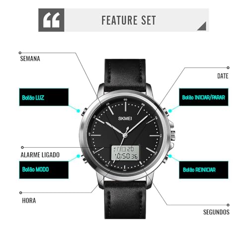 Relógio Masculino Preto - Pulseira de Couro Preto Importado, Quartz Minimalista Redondo, Prova d´água Luxo Casual Básico Eletrônico