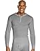 Hanes X-Temp Men`s Thermal Henley, 14510, XL, Heather Grey