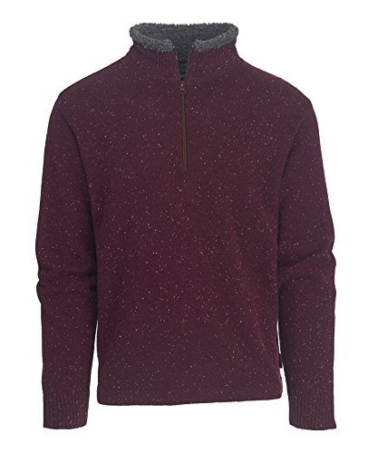 Woolrich Men's Rocky Oaks Lambswool Half Zip Sweater, Port, Medium