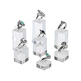 Mooca 7 Pieces Set Clear Acrylic Jewelry Display Stand for Ring, Acrylic Ring Holder Jewelry Organizer Display Stands for Tradeshows & Showcases, Square Base