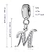 Sambaah Alphabet Charm Letter Beads Solid 925 Sterling Silver with Cubic Stones, Complete A~Z Gift Options fit Pandora European Bracelets (M)