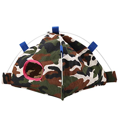 TOPINCN Parrot Tent Cartoon Camouflage Pattern Canvas Cage Coral Mat Bird Nest Warm House for Parrot Budgies Parakeet Cockatiels