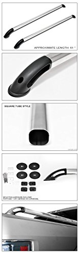 Topline Autopart Nylon Style + 1.75" Heavy Duty Stainless Steel Chrome Square Shaped Tube Truck Side Bar Rails 14-16 Chevy Silverado / GMC Sierra 1500 2500 3500 HD Fleetside 5.5 Ft 66" Short Bed