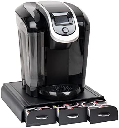 Mind Reader Single Serve Coffee Pod Organizer with 3 Drawers, 36 Pod Capacity, 13.5"L x 12.25"W x 2.5"H, Black (Pack of 8) Image
