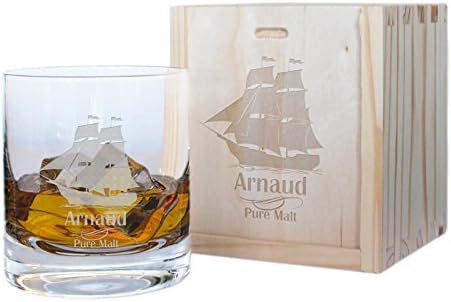 Box whisky glass Schooner engraved with your name