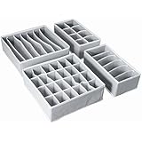 Organizador de ropa interior para armario AOTUNO, caja de almacenamiento plegable, juego de divisores de cajones, juego de 4, gris
