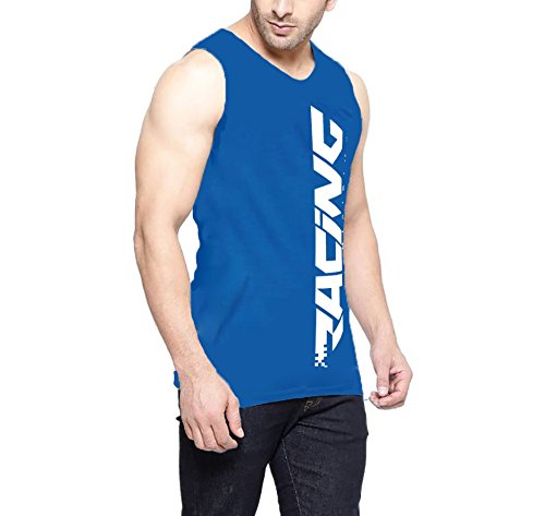 hotfits men's cotton sleeveless t-shirt (blue)