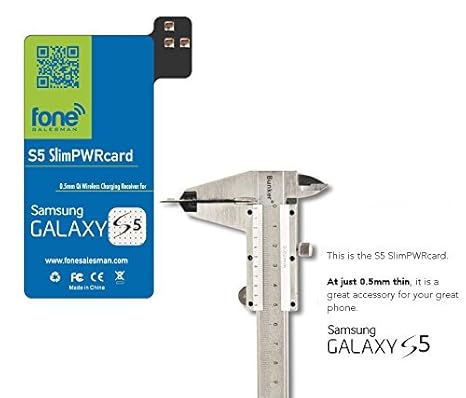 S5 SlimPWRcard – 0,5 mm, Qi-Empfänger, Kartenmodul für Samsung Galaxy S5 V, kompatibel mit S-View-Cover, empfohlen für QiSton