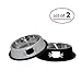 Petfuren Cat Bowls Set Non-Skid Stainless Steel Cat Dish 8 Ounce with Black/Gray Color and Cute Cat Face for Pet Food & Water Bowl (Set of 2)