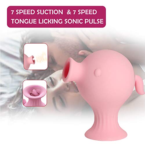 Clit Sucking Vibrator for Clitoris Nipple Stimulation，Clitoral Sucking &Licking Tongue Vibration with 7 speeds Suction，Waterproof USB Rechargeable Vagina Suction Adult Sex Toy for Women