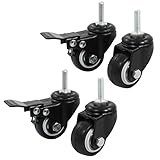 uxcell a14071600ux0660 Shopping Wheel Trolley Brake Swivel Caster, 1.58-Inch, Black, 4-Piece