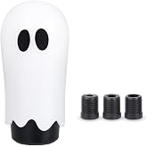 muge racing Ghost Shift Knob, Aluminum Weighted Automotive Gear Shift Manual knobs Lever with 3 Threaded Adapters M8 M10 M12 x 1.25, Universal for Vehicle Funny Cool Spooky Car Accessories (White)