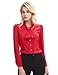 E.JAN1ST Women's Long Sleeve Shirt Tie Bow Neck Button End Slim Fit Chiffon Blouse, Red, TagsizeXXXXL=USsize12