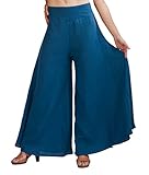 Women's Organic Cotton Palazzo Pants in Blue by Tropic Bliss, Blue, X-Large