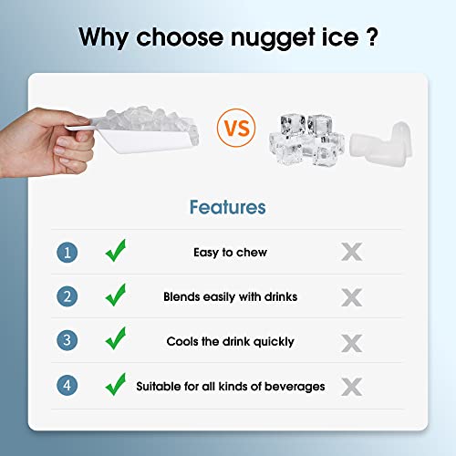CROWNFUL Nugget Ice Maker Countertop, Makes 26lbs Crunchy ice in 24H