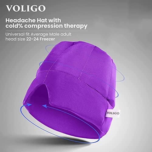 Gel Ice Headache & Migraine Relief Hat - Wearable Flexible Headband Ice Pack for Migraine & Headache Relief, Long-Lasting Cooling, No Confusion, Ice Therapy, Tension Relief (Purple)
