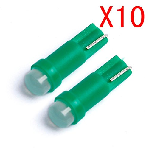 Ecosin® 10PC T5 Cob Led white LED lamps Car Door LED Light Reading Light Bulbs (Green) - Thumbnail 2