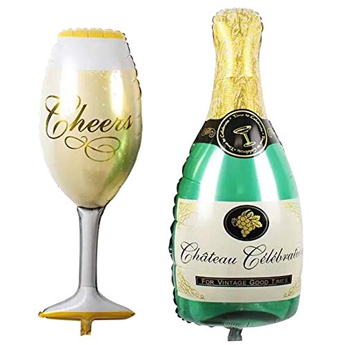 Hawaiian Balloons Champagne Wine Cup Beer Goblet Glass Whisky Cocktail Bottle Foil Balloons Summer Beach Party Wedding Birthday Bridal Decor Supply Pack of 8