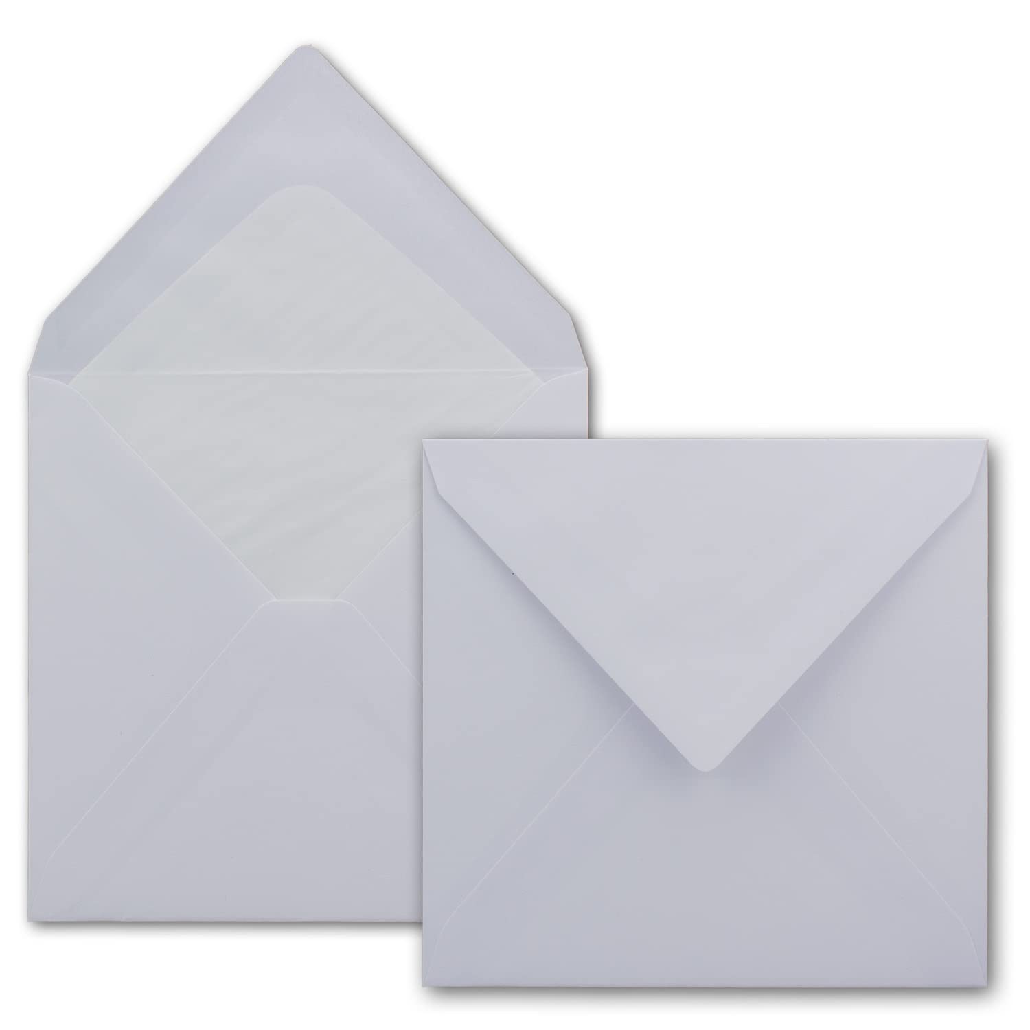 Envelopes Square 145 x 145 mm (14.5 x 14.5 cm) with white silk lining 100 g/m², wet gluing 75 Stück brilliant white