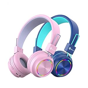 iClever-2-Pack-Bluetooth-Kids-Headphones-Colorful-Lights-LED-Kids-Headphones-Wireless-and-Wired-with-MIC-Volume-Control-Foldable-for-SchoolTravel iClever 2 Pack Bluetooth Kids Headphones, Colorful Lights LED Kids Wireless Headphones with MIC, Volume Control…