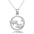 Sterling Silver Playful Dolphin Necklace
