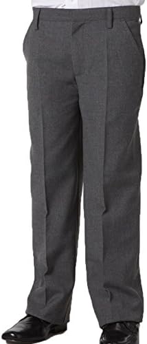 Dalsa New Boys Sturdy Stocky Fit Plus Size School Trousers Grey Black Generous Fit Sizes Regular/Standard Leg