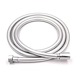 Zengest PVC Smooth Shower Hose 59 Inches, Flexible Anti-Kink Handheld Shower Head Hose with Brass Connections, Silver