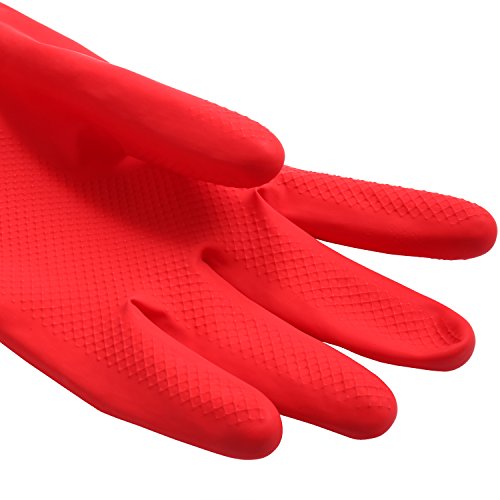 Household Dishwashing Cleaning Latex Gloves with Cotton Lining Kitchen Gloves,Dishwash Gloves Large (2 Pairs)