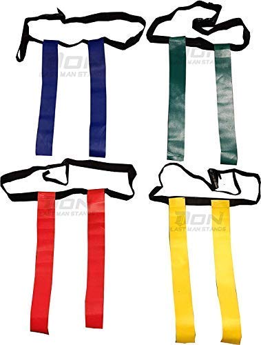Rugby Tackle Tag Belts and Flags – Set of 6 Adjustable Belts with 12 Detachable Flags – Ideal for Tag Rugby, PE, and Team Sports – Fits Kids and Adults – Durable & Bright (Red, Pack 4)