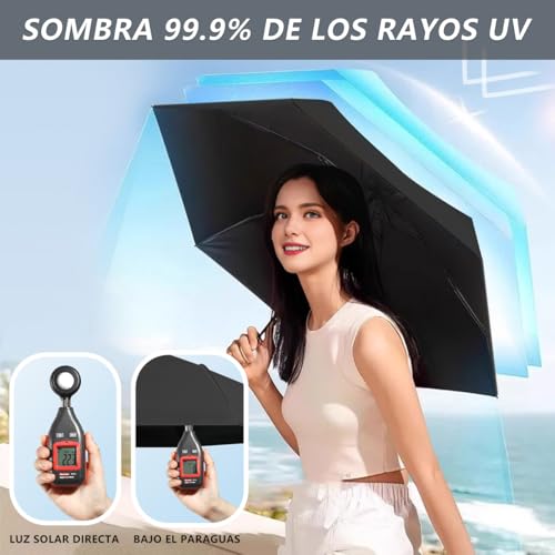 MXHIGO Mini Paraguas de Bolsillo para Lluvia y Sol, Sombrilla Plegable con Protección UV, con 6 Varillas, Ligero y Portátil, Mini Paraguas Plegable con Estuche, Ideal para el Uso Diario y los Viajes