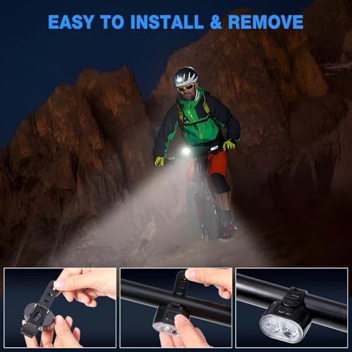 Luces Bicicleta Delantera y Trasera, 4+6 Modos USB Recargable IPX4