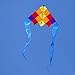 emma kites 60in Rainbow Cube Delta Kite - Flowing Blue Tails - Easy to Assemble, Fly for Kids, Beginners Great for Family Outdoor Games and Activities