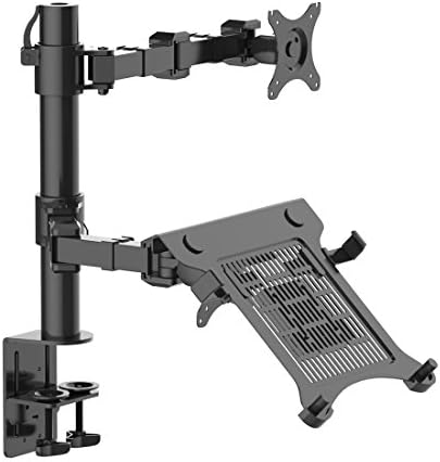 2-in-1 FLEXIMOUNTS D1DL Full Motion Dual Arm Desk Monitor Laptop Mount Stand Fits 10"-27" Computer Monitor and 11-15.6" Laptop