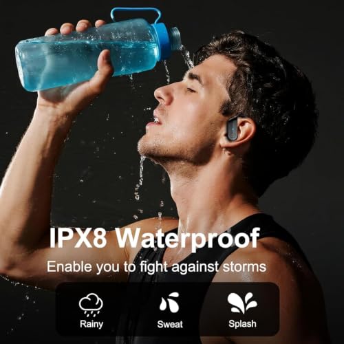 Wireless Earbuds Sports, 2026 Bluetooth 5.4 Headphones with 70H Deep Bass Over Ear Buds, IPX8 Waterproof ENC Noise Cancelling Earphones, Running Headphones with Earhooks, USB-C Headset for Workout/Gym