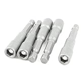 Uxcell Magnetic Nut Driver Socket Adapter Hex Drill Bit, 1/4 Inches 6.35mm, Pack of 5