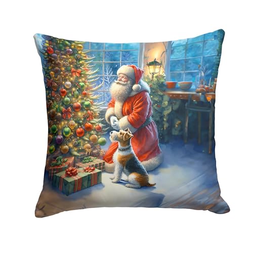 Caroline's Treasures Fox Terrier and Santa Claus Throw Pillow Machine Washable,…