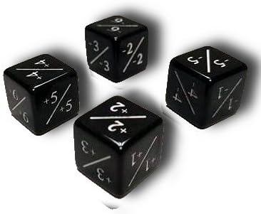 Set of 4 MTG +1/+1 And -1/-1 Counter Dice Combo Pack (Black)