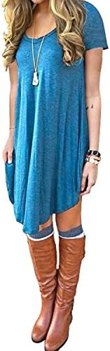 AmySoul Women's Dress Summer Short Sleeve Dress Casual Irregular Dress Hem Loose Tunic T-Shirts Long Dresses
