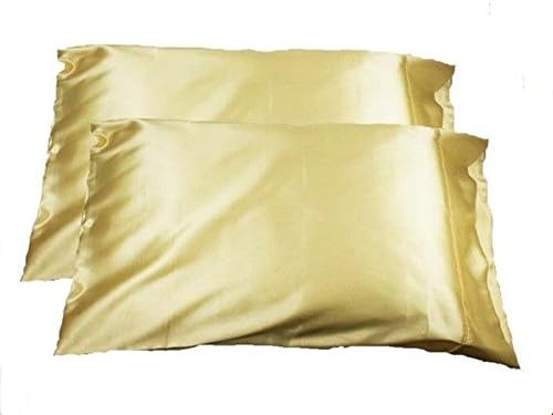 2 pc Pillowcase Silky Satin Queen Size Ivory Color